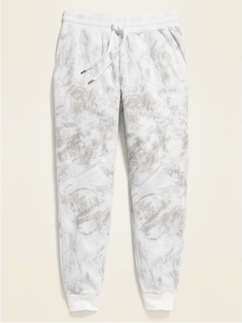 Old Navy Women’s White Marble Patterned Mid-Rise Everyday Joggers